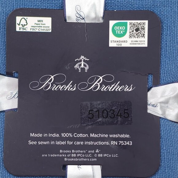 Brooks Brothers Oblong Tablecloth & Napkins Set 60"x104" 18"x18" Napkins Blue - Picture 9 of 13